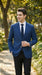 Men’s Sapphire Indigo Cobalt Blue Blazer with Gold Buttons – Classic Single Breasted Formal Business Jacket for Office, Wedding