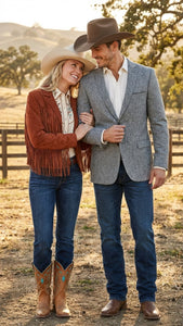 Men's Grey Tweed Herringbone Western Blazer Jacket  Style Look, Textured Formal Casual Sport Coat for Jeans - Image 7