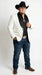 Men’s White Cowboy Blazer with Black Shawl Lapel – Western Formal Jacket for Wedding and Special Events