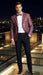 Men’s Burgundy and Black Snakeskin Print Blazer – Alligator Crocodile Sport Jacket Exotic Skin