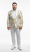 Mens White and Gold Floral Tuxedo Jacket with Satin Lapel – Luxury Prom, Wedding and Formal Dinner Blazer