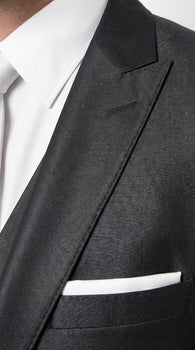 Men’s Black Three Piece Suit – Modern Fit 3PC Formal Suit with Vest for Wedding, Prom and Business Events Sharkskin Shiny Fabric