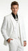 Men’s All White Classic 3 Piece Suit with High Vest, 3 Button Jacket and Pleated Pants