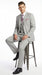 Men’s Light Gray 3 Piece Suit – Ice Silver Gray Formal Suit Set with Vest, Patterned Lapel and Tie for Wedding, Prom and Business Events