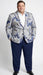 Men’s Navy Blue and Gray Paisley Print Blazer – Prom Jacket for Formal, Party, and Evening Wear