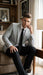 Men’s Light Grey Slim Fit Blazer Sport Coat with Black Pants | Premium Formal and Smart Casual Outfit