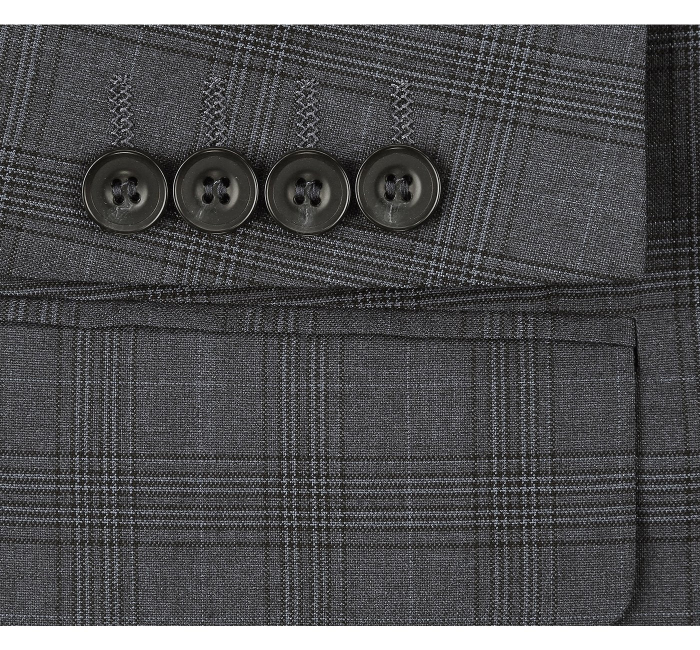 Designer Suit 278-1 Men's 3-Piece Classic Fit Single Breasted Windowpane Suit