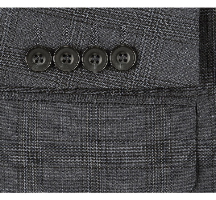Designer Suit 278-1 Men's 3-Piece Classic Fit Single Breasted Windowpane Suit