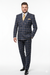 Men’s Navy and Tan Windowpane Double-Breasted Suit | Classic 2-Piece Plaid Dress Suit, Business, and Formal Events By Rossiman