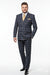 Men’s Navy and Tan Windowpane Double-Breasted Suit | Classic 2-Piece Plaid Dress Suit, Business, and Formal Events By Rossiman