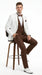 Men’s Ivory and Brown 3 Piece Suit – Elegant White Blazer with Brown Vest and Trousers for Wedding, Prom and Formal Events in off White Cream + Bowtie