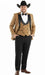 Mens Western Cowboy Tuxedo – Tan and Black 3-Piece Suit with Satin Lapel and Vest in Mocca Coffee Color