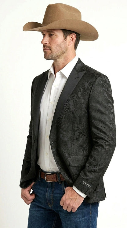 Men’s Black Paisley Western Cowboy Blazer – Classic Western Style Formal Jacket, Elegant Country Blazer Coat - saco para vaquero