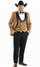 Men’s Western Cowboy Tuxedo – Tan and Black 3-Piece Suit with Satin Lapel and Vest in Mocca Coffee Color