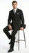 Men’s Black Pinstripe Double Breasted Suit – Peak Lapel Classic Fit Formal Business Conservative settle stripe