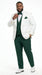 Men’s White and Hunter Green 3 Piece Suit – Elegant Formal Suit with Vest, Wedding Tuxedo Suit for Prom and Party Wear