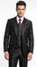 Men’s Black Shiny 3 Piece Tuxedo Groom Suit, Formal Vest Suit for Weddings, Prom, Black Tie Events, Black Lapel