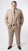 Men’s Beige tan Checkered Three Piece Suit with Classic Fit Wide Leg Pleated Pants by Rossiman khaki color