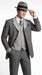 Men’s Grey Pinstripe 1920s Gangster 3 Piece Suit, Contrast Lapel Vintage Formal Suit for Parties, Prom, Weddings, and Theme Events