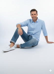 Men’s Mundo White Leather Loafers – Classic Slip-On Dress Shoes for Casual and Formal Wear