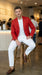 Men’s Red Linen Blazer, Lightweight Business Casual Wedding Sport Coat Jacket