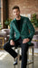 Men’s Emerald Green Paisley Tuxedo Dinner Jacket with Black Lapel, Formal Prom Wedding Party Blazer