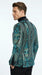 Men’s Black and Turquoise Blue With teal green Sequin Dinner Jacket, Formal Prom Wedding Paisley Floral Mardi Gra Pattern