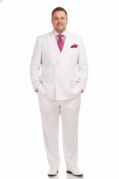 Men’s White Double-Breasted 3-Piece Suit Set – Premium Tailored Fit Formal Wedding and Evening Suit
