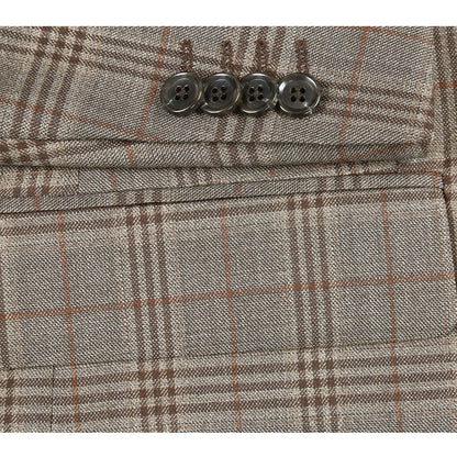 563-12 Men's Slim Fit Wool Checked Suits - Image 7