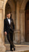 Men’s Black Uniform Tuxedo – One-Button Satin Lapel Formal Suit for Weddings, Prom and Events
