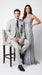 Men’s Silver & Navy Blue 3-Piece Suit – Wedding, Business and Formal Suit with Free Matching Tie