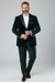 Men’s Dark Green Velvet Tuxedo Dinner Jacket – Slim Fit Formal Blazer with Satin Peak Lapel Lape