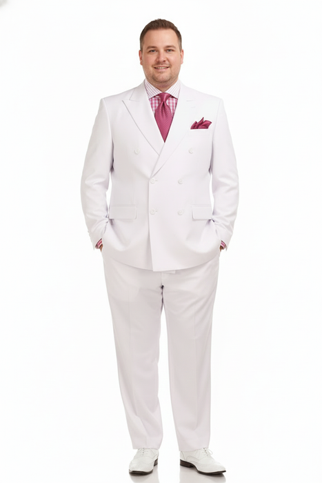 Men’s White Double-Breasted 3-Piece Suit Set – Premium Tailored Fit Formal Wedding and Evening Suit