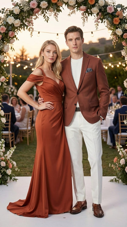Mens Rustic Brown Light Burnt Orange Copper Blazer – Classic Fit Single Breasted Formal Casual Dress Jacket