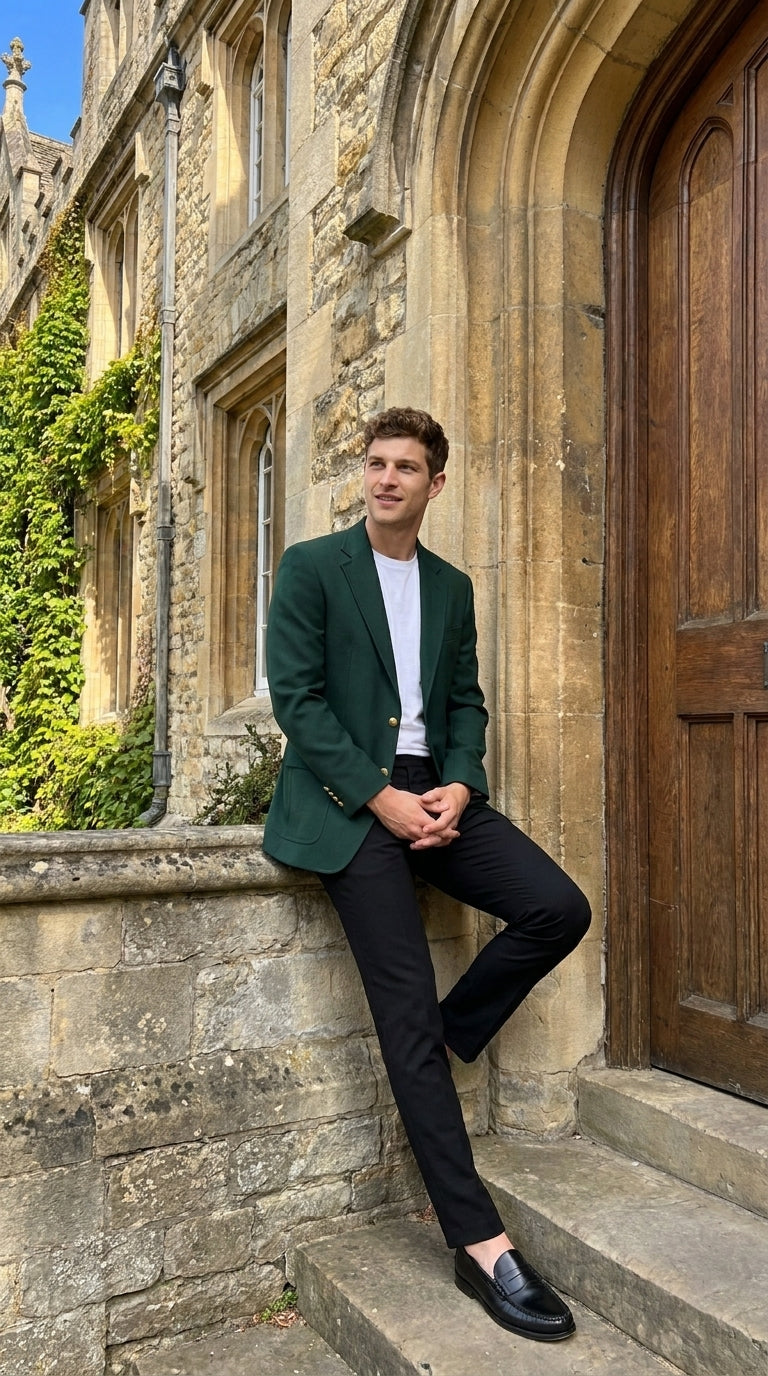 Men’s Hunter Green Blazer with Black Pants –, Church, Business and Formal Outfit dark green color
