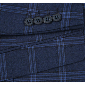 293-22 Men's Slim Fit Checked Suits - Image 7