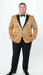 Men’s Yellow Gold Baroque Pattern Tuxedo Blazer Suit – Party and Wedding Jacket Prom Paisley Black Pants
