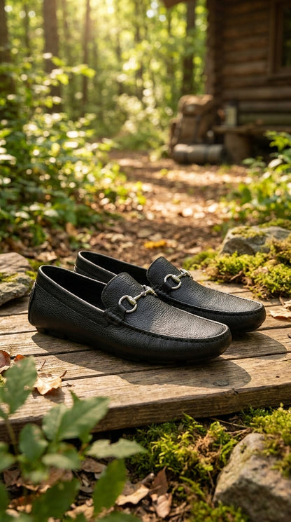 Men'S Black Vestigium Genuine Sharkskin Stylish Dress Loafer Full Leather Lining