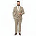 Men’s Beige and Navy Check 3-Piece Suit Set – Premium Tailored Fit Formal Wedding and Business Suit By Rossiman