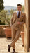 Men's Tan Three-Piece Suit with Vest – Classic Tailored Fit  in camel khaki Bronze color By Rossiman