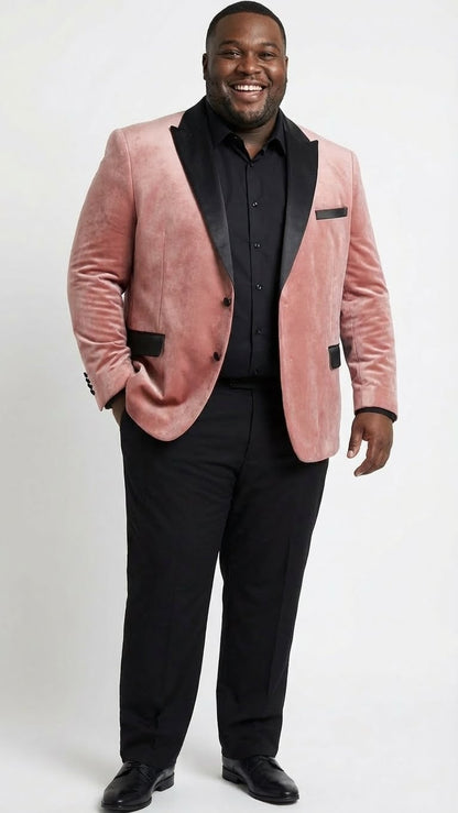 Men’s Dusty Rose Pink Velvet Blazer with Black Satin Lapel | Formal Sport Coat in Mauve Color + Bowtie