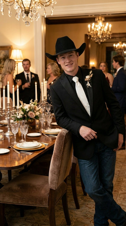 Men’s Black Tuxedo Western Blazer – Cowboy Style Formal Sport Coat Jacket for Dinner Jacket
