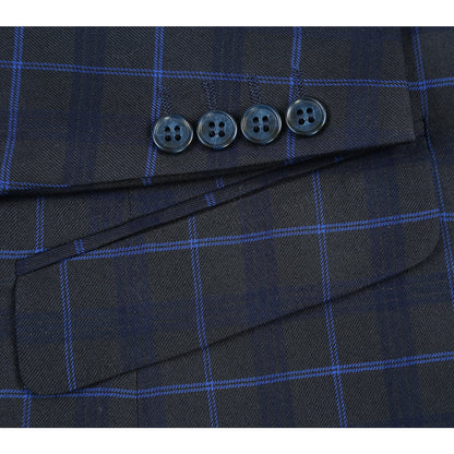 293-27 Men's Classic Fit Checked Suits - Image 7