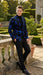 Men’s Black and Royal Blue Patterned Blazer – Paisley Floral Sport Coat Prom Jacket