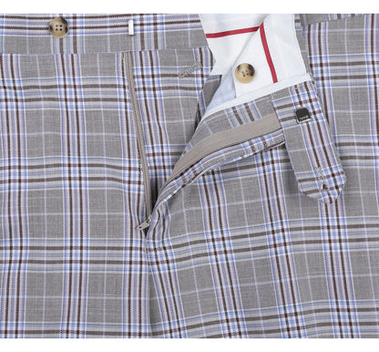 292-7 Men's Slim Fit 2-Piece Single Breasted Check Dress Suit - Image 7