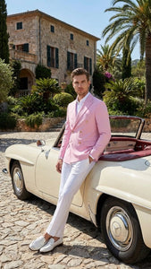 Men’s Light Pink Double Breasted Blazer – Sport Jacket Coat