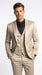 Mens 3-Piece Slim-Fit Shiny All Satin Suit Champagne