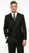 Tiglio Mens Black 3 Piece Suit – Single Button Classic Fit Pleated Wide Leg Pants Formal Business Church Suit - 100% Wool