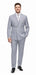 Mens Silver Grey Double-Breasted 3-Piece Suit – Classic Tailored Fit with Peak Lapel and Gold Buttons for Weddings, Church and Formal Events