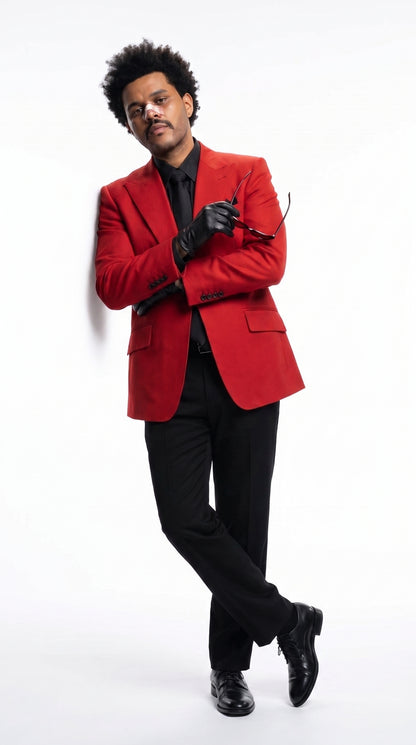 Men’s Red Blazer with Black Pants – Celebrity Inspired Wedding, Prom & Party Suit